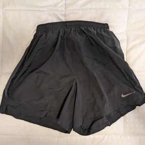 Nike black dri-fit running shorts with mesh liner